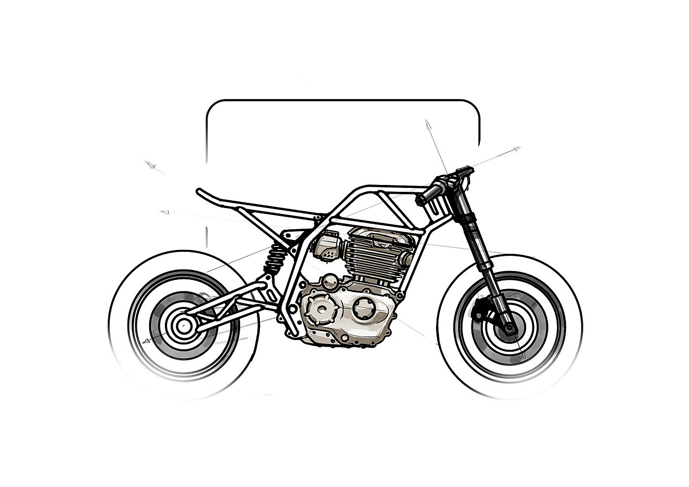 Hand drawn，motorcycle，Hypershell Twin，Render，