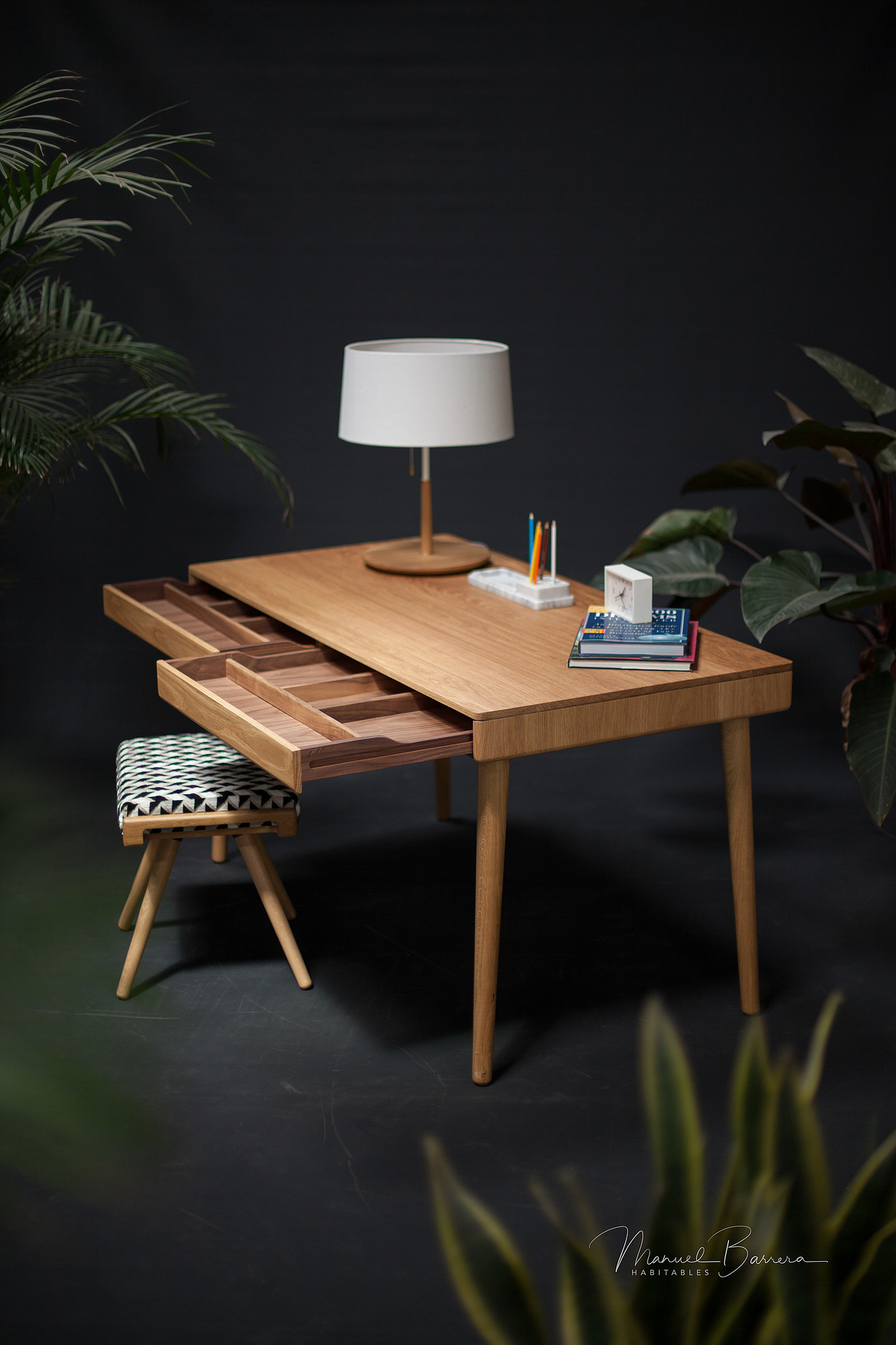 oak desk，家具设计，木制，