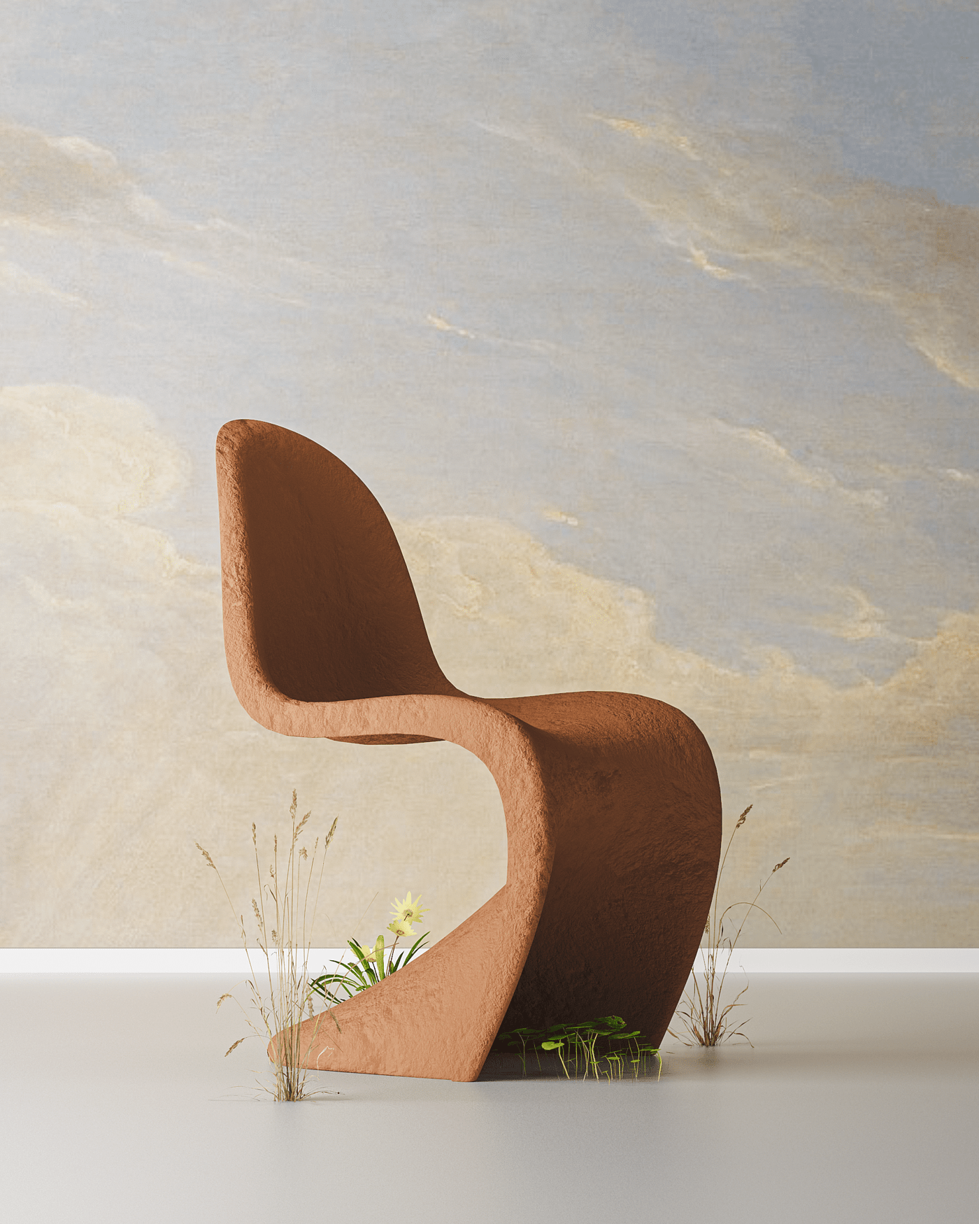 Terracotta Chairs，chair，Red pottery material，