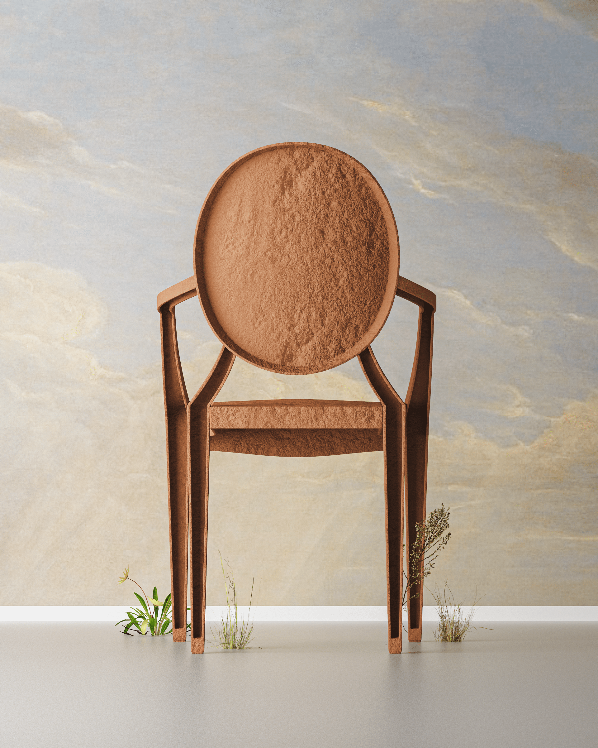 Terracotta Chairs，chair，Red pottery material，