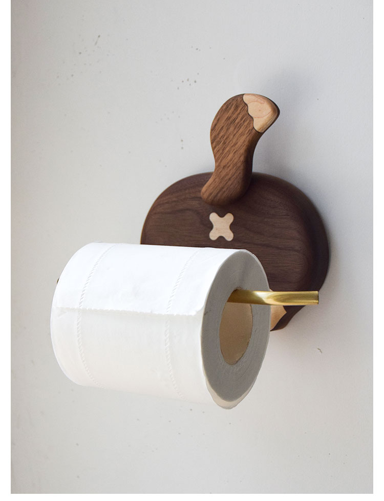 Solid wood roll paper rack，Corky ass，Dog ass，Roll paper rack，Lovely corky，