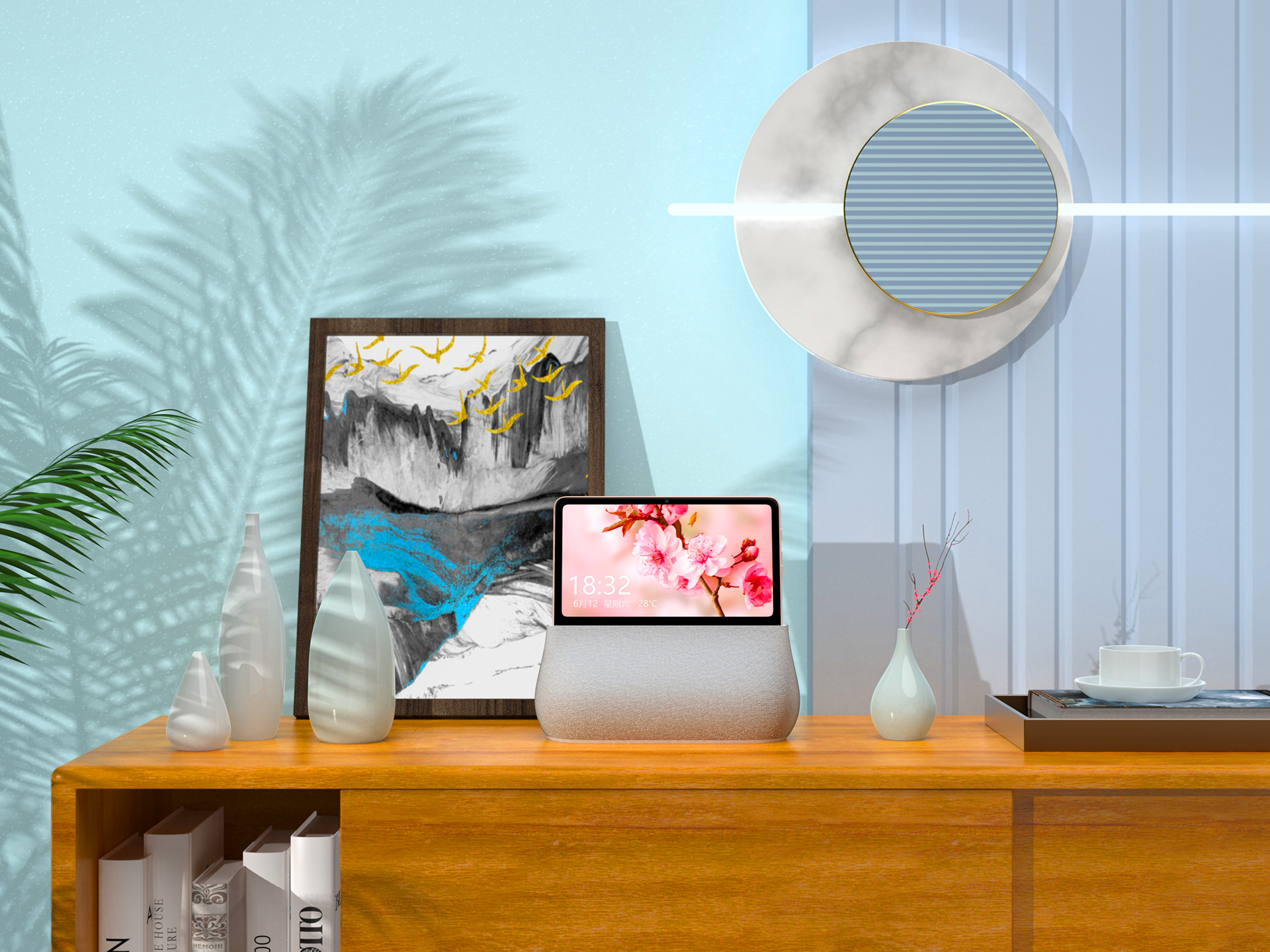 loudspeaker box，sound，vase，With screen，intelligence，