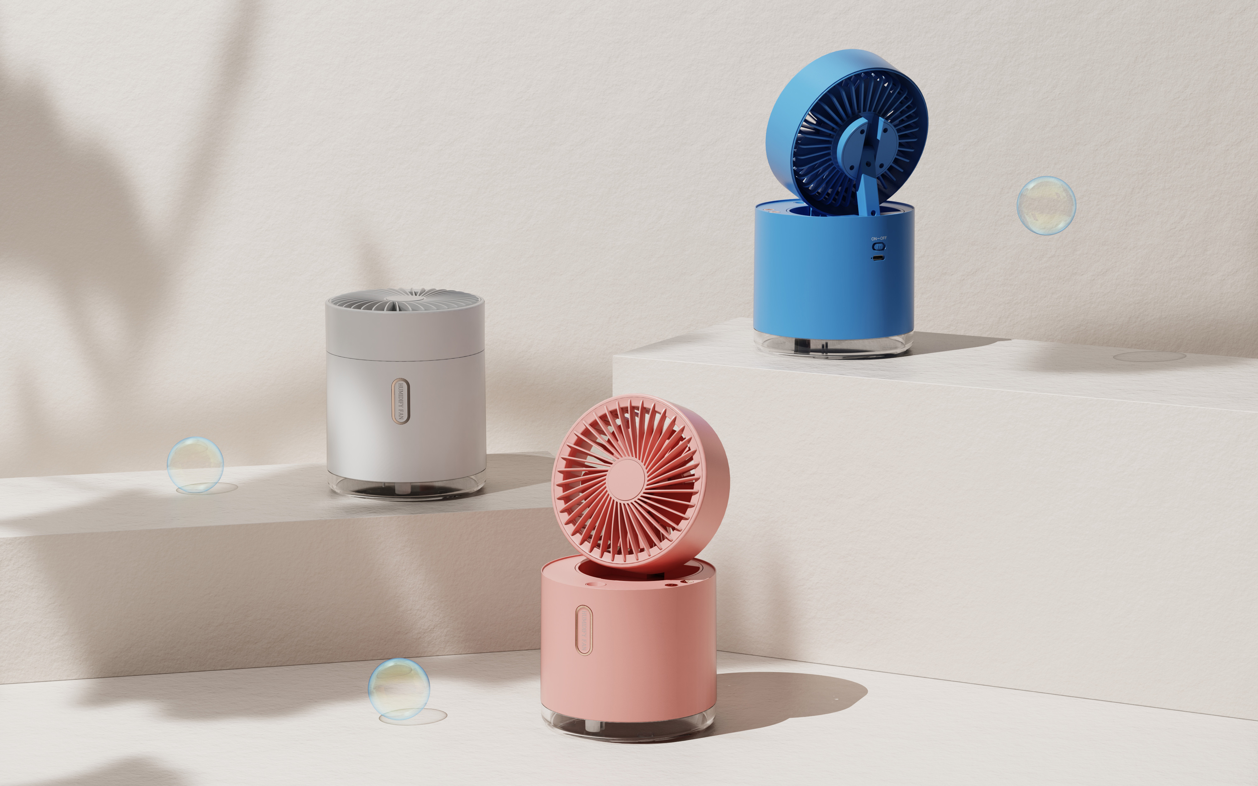 Desktop fan，humidification，Shake your head，Night light，