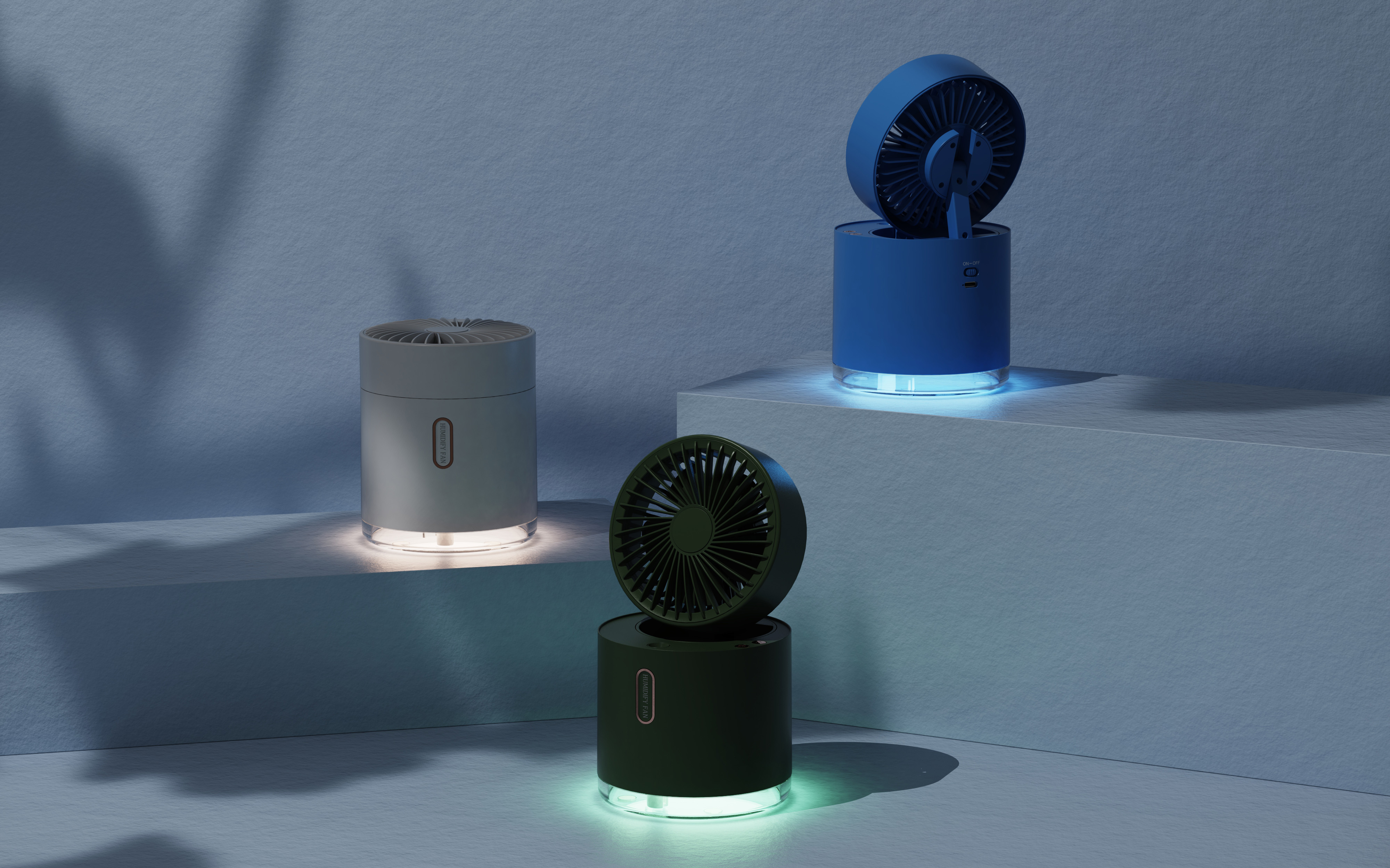 Desktop fan，humidification，Shake your head，Night light，