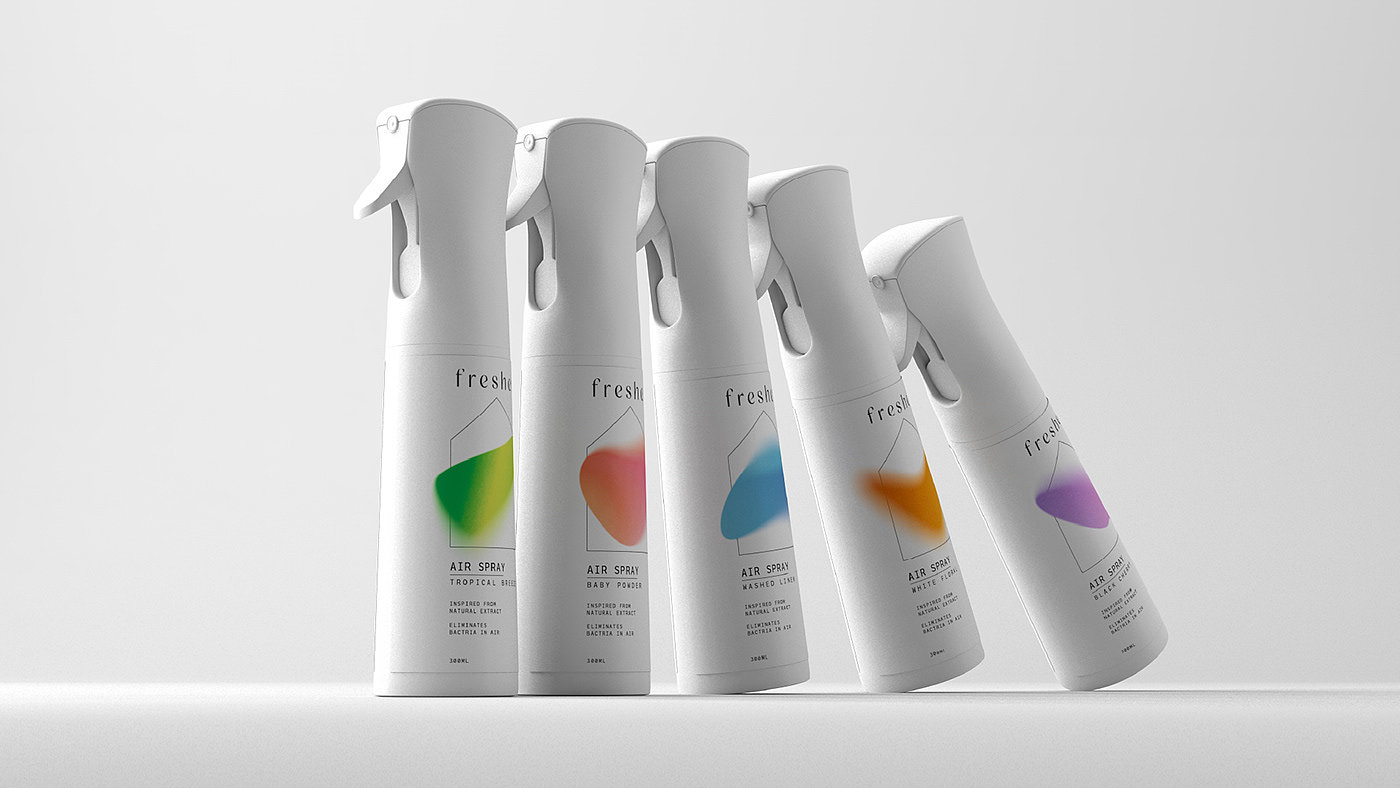 Fresher Air Spray，品牌，包装设计，插图，