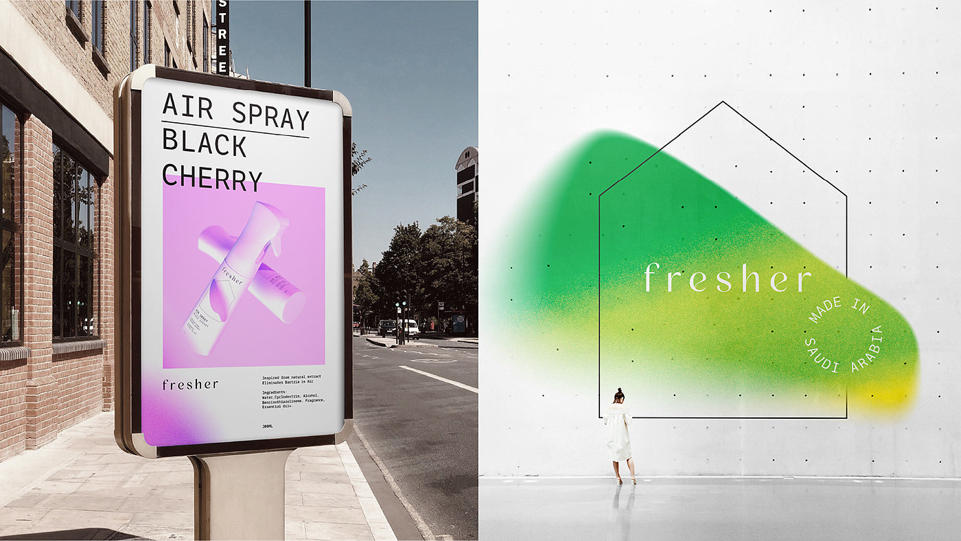 Fresher Air Spray，品牌，包装设计，插图，