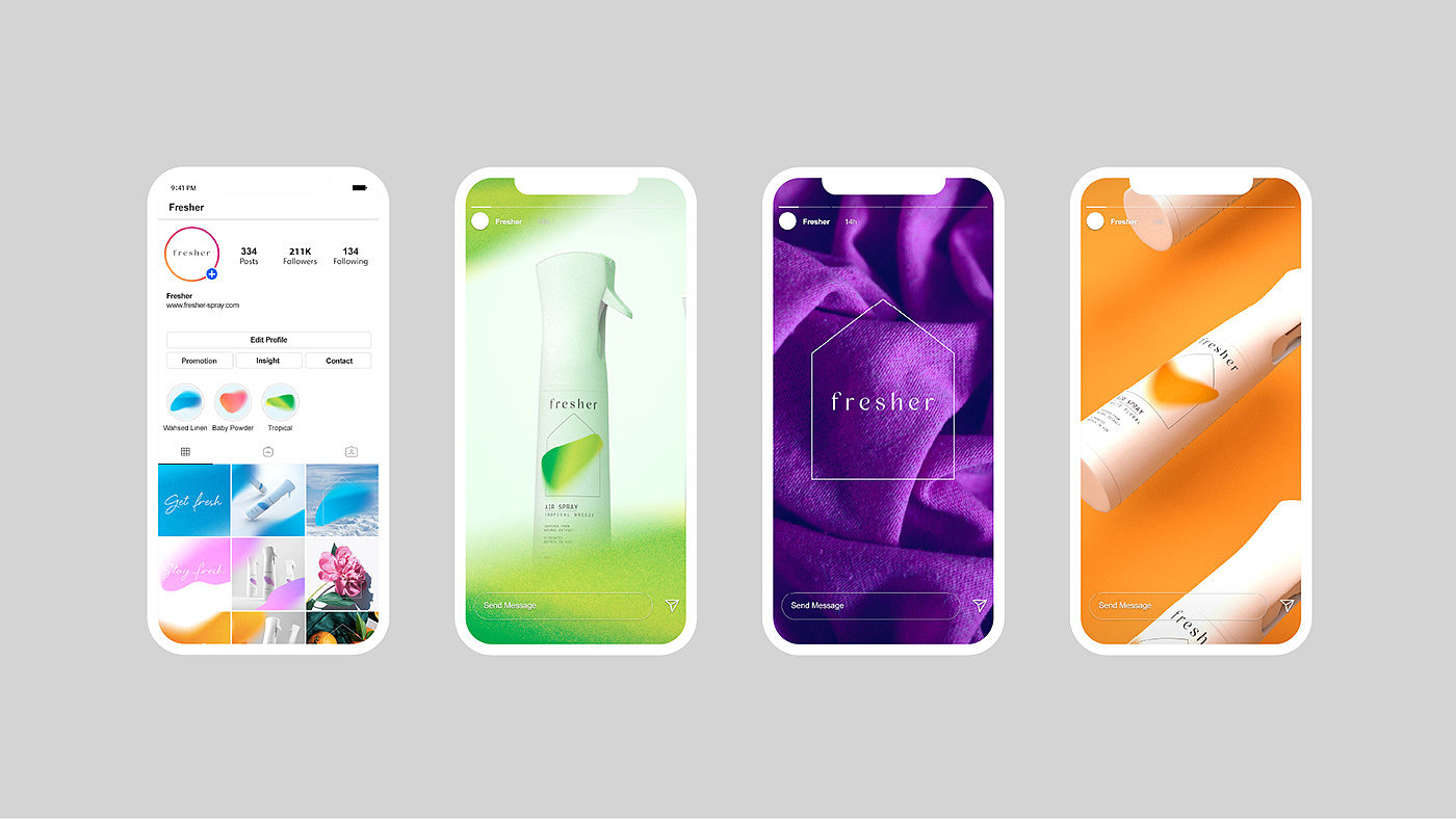 Fresher Air Spray，品牌，包装设计，插图，
