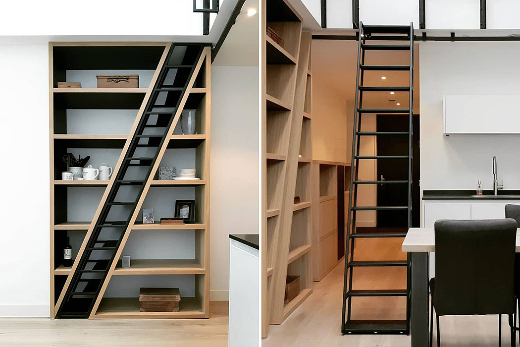 Home design，stairs，bookshelf，Large-sized apartment，