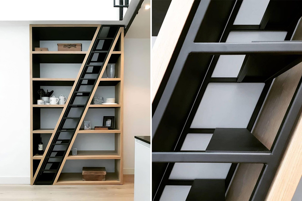 Home design，stairs，bookshelf，Large-sized apartment，