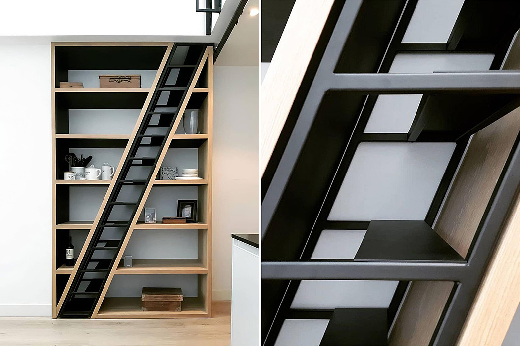 Home design，stairs，bookshelf，Large-sized apartment，