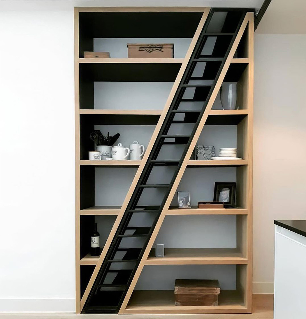 Home design，stairs，bookshelf，Large-sized apartment，