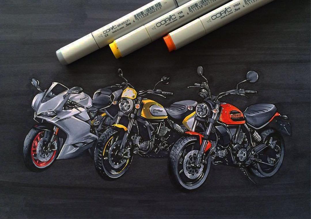 Hand drawn，design sketch，motorcycle，fine，