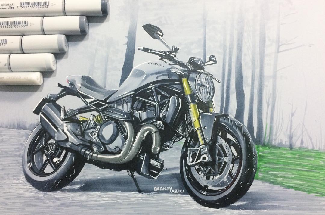 Hand drawn，design sketch，motorcycle，fine，