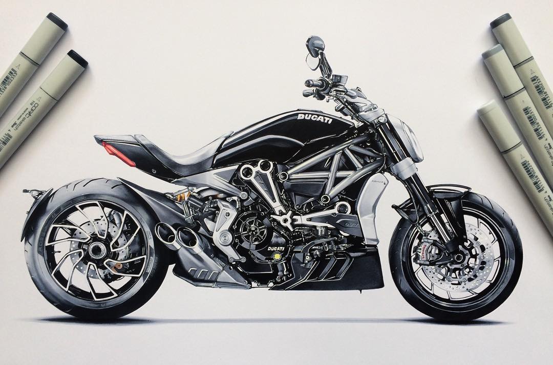 Hand drawn，design sketch，motorcycle，fine，