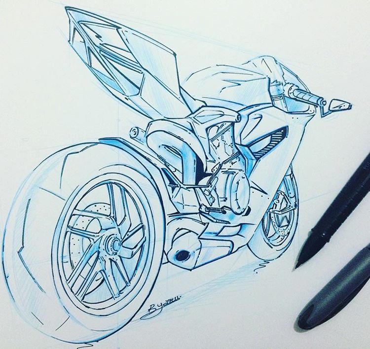 Hand drawn，design sketch，motorcycle，fine，