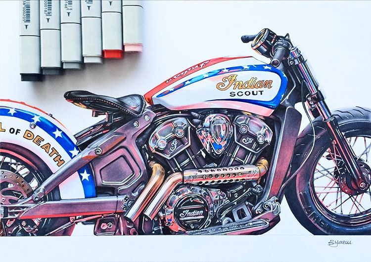Hand drawn，design sketch，motorcycle，fine，