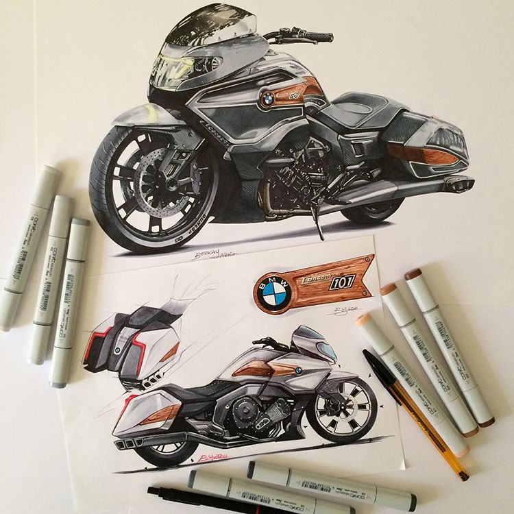 Hand drawn，design sketch，motorcycle，fine，