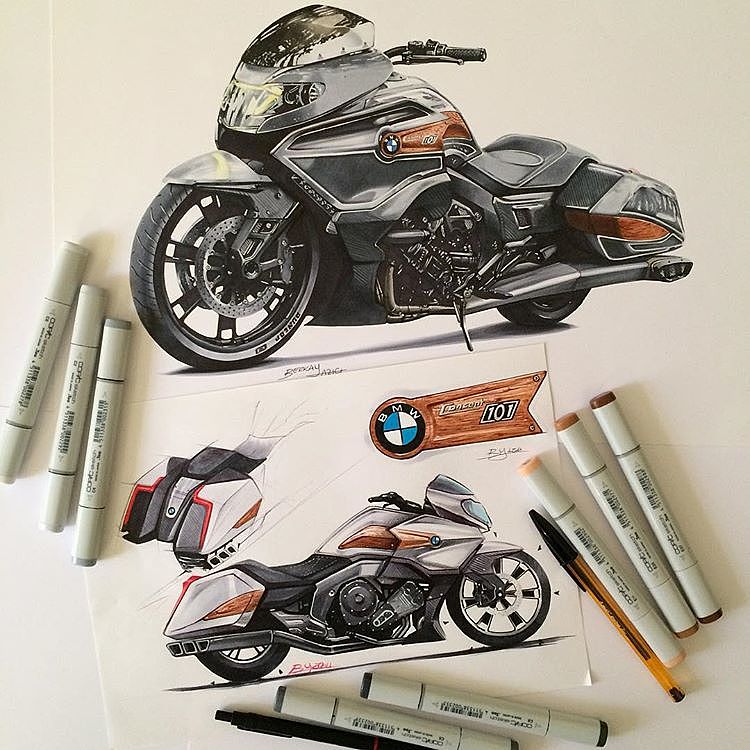 手绘，效果图，摩托车，精细，