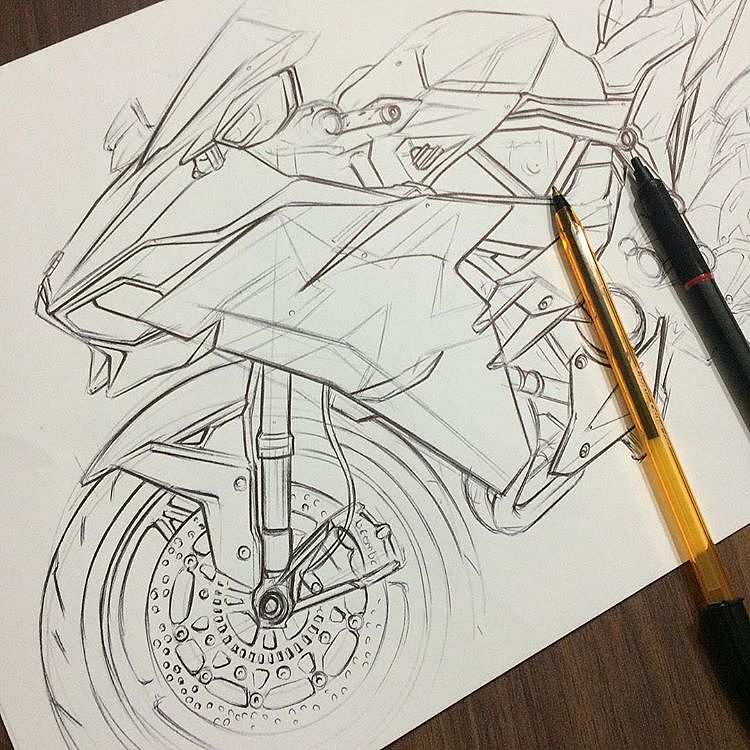 Hand drawn，design sketch，motorcycle，fine，