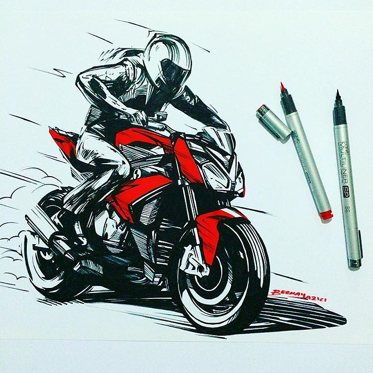 Hand drawn，design sketch，motorcycle，fine，