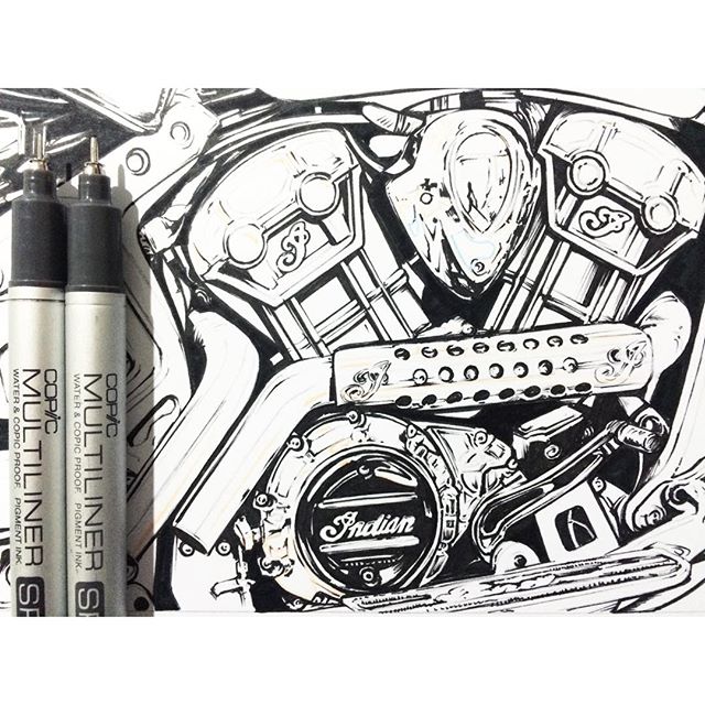 Hand drawn，design sketch，motorcycle，fine，