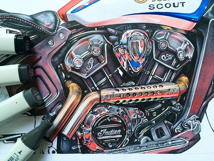 Hand drawn，design sketch，motorcycle，fine，