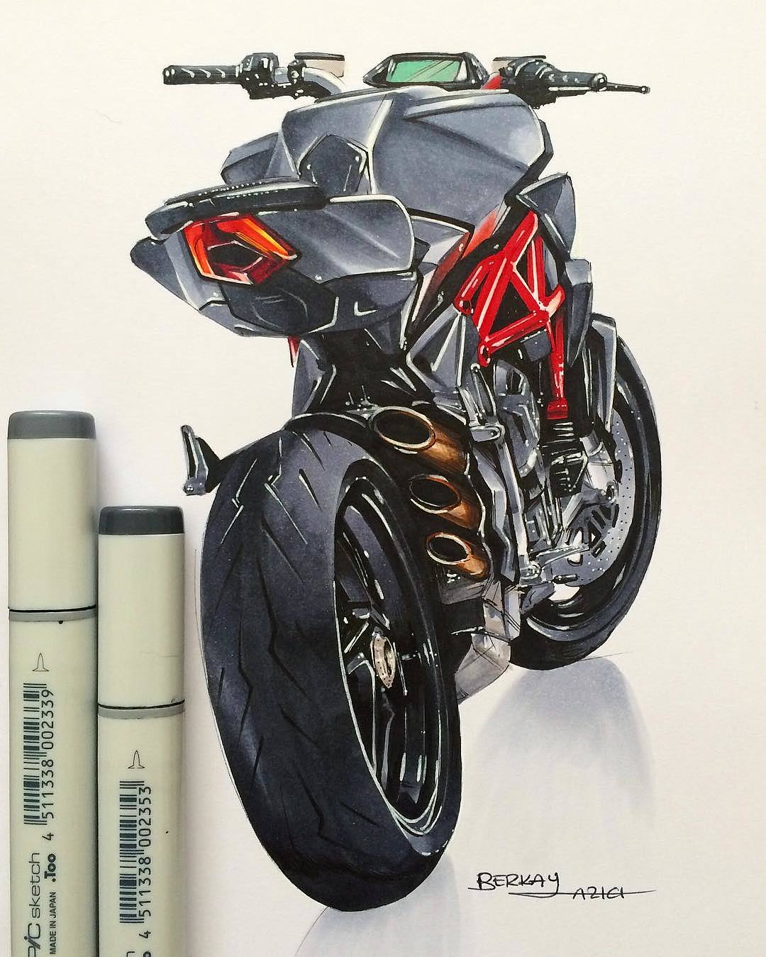 Hand drawn，design sketch，motorcycle，fine，