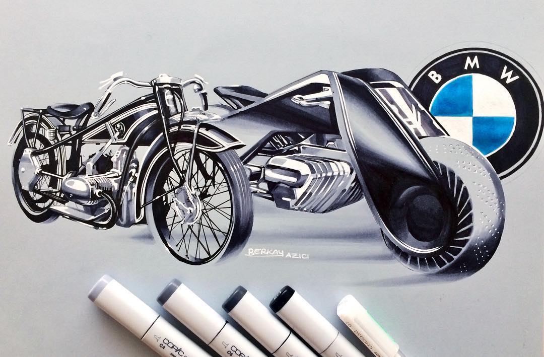 Hand drawn，design sketch，motorcycle，fine，