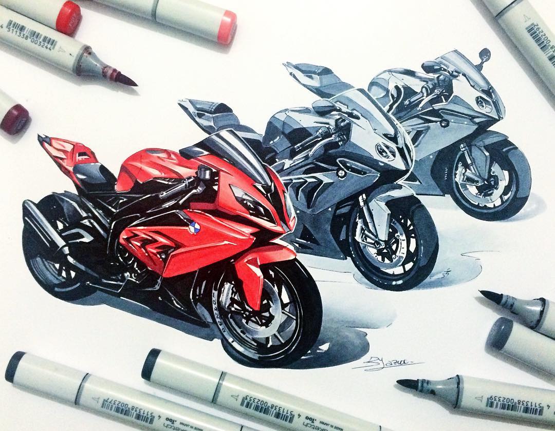 Hand drawn，design sketch，motorcycle，fine，