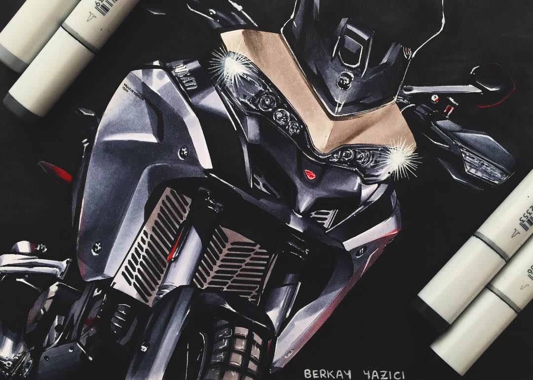 Hand drawn，design sketch，motorcycle，fine，