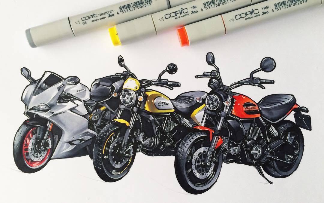 Hand drawn，design sketch，motorcycle，fine，
