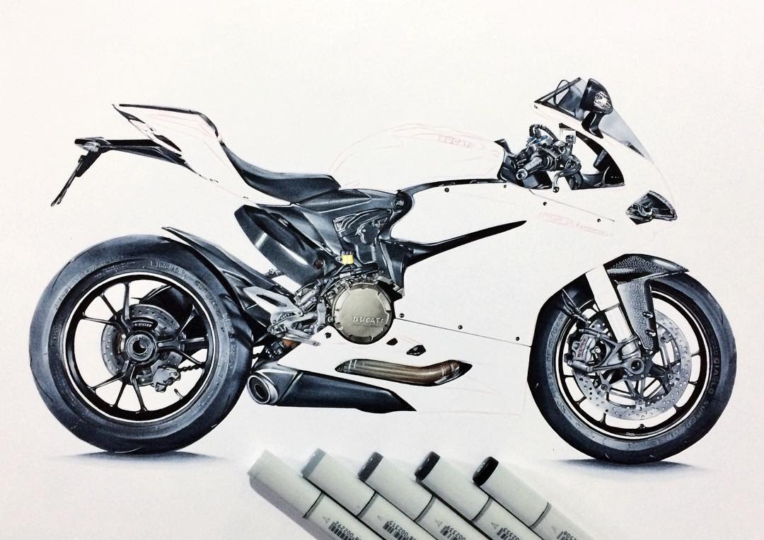 Hand drawn，design sketch，motorcycle，fine，