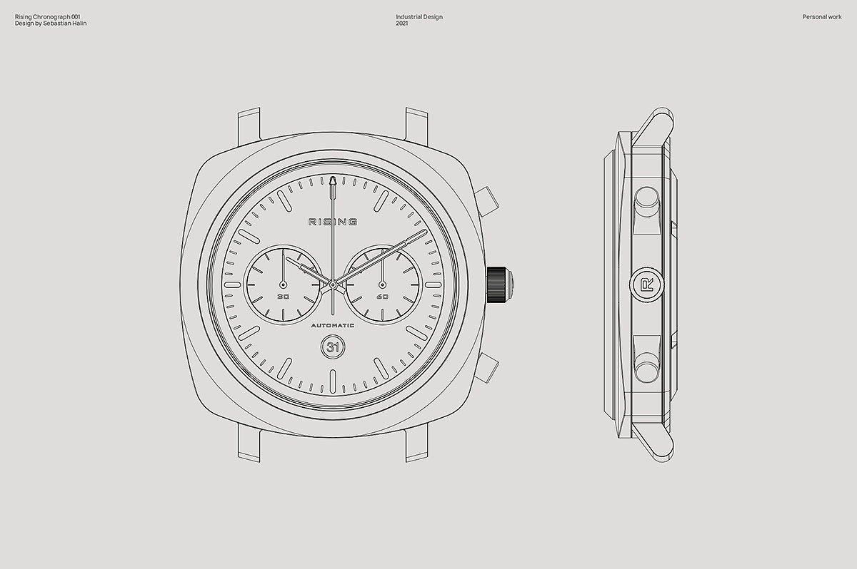 Rising Chronograph，Wrist watch，Hand drawn，