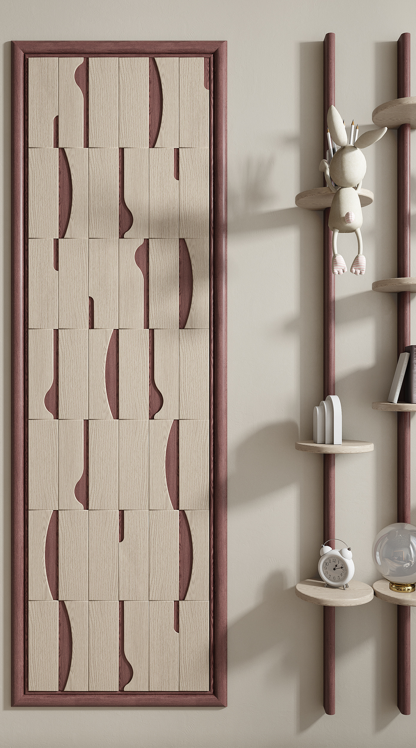 Children's bedroom，Interior design，Dance wooden panels，