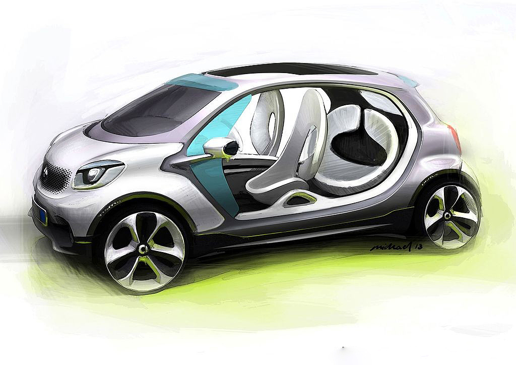 Smart Forjoy，Concept car，Hand drawing，full set，