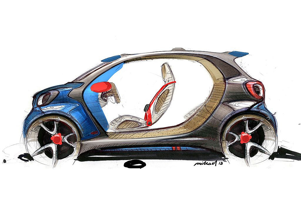 Smart Forjoy，Concept car，Hand drawing，full set，