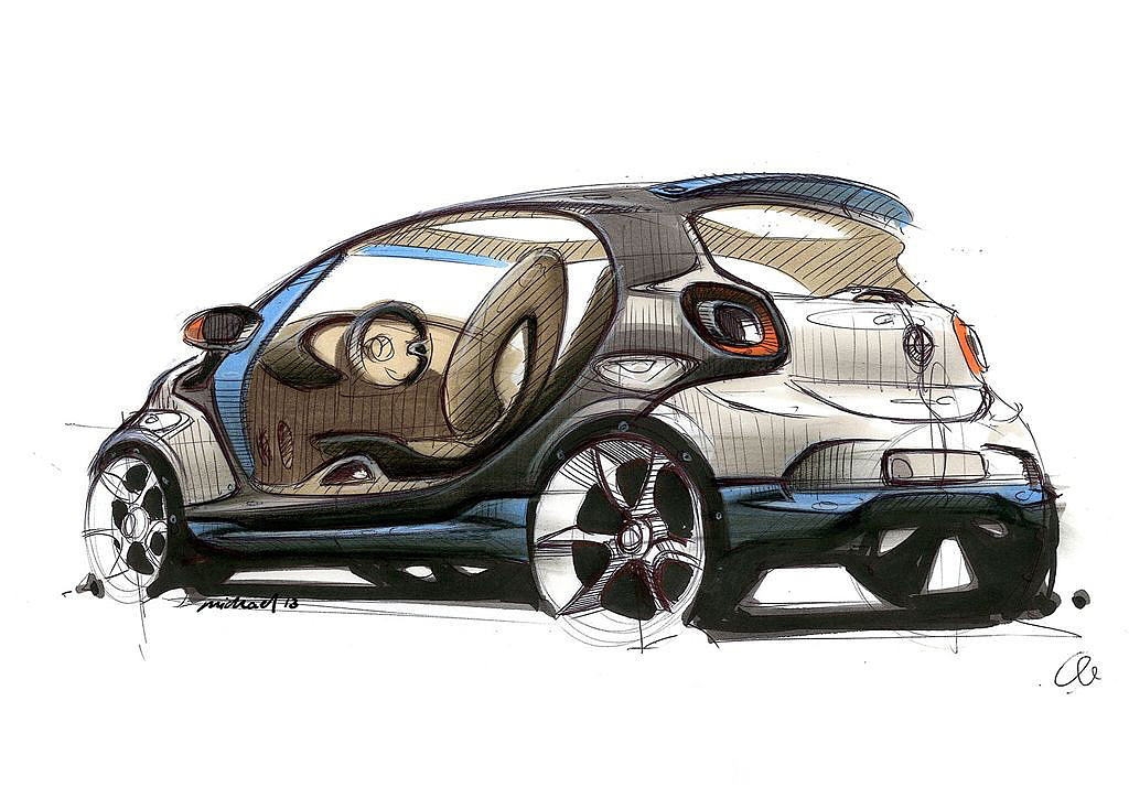 Smart Forjoy，Concept car，Hand drawing，full set，