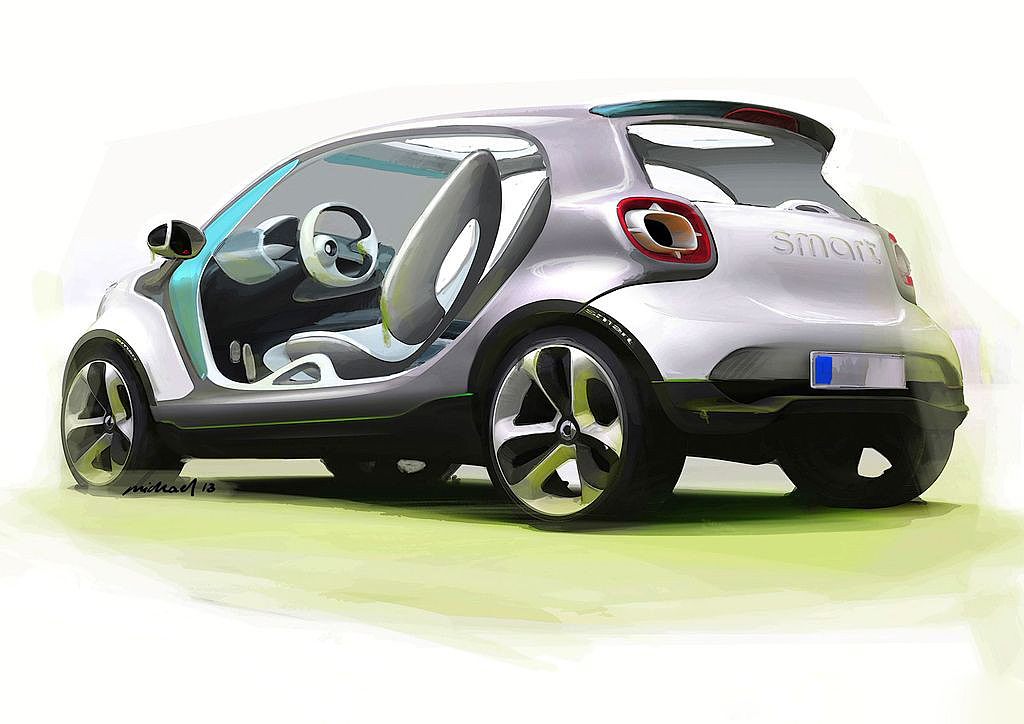 Smart Forjoy，Concept car，Hand drawing，full set，