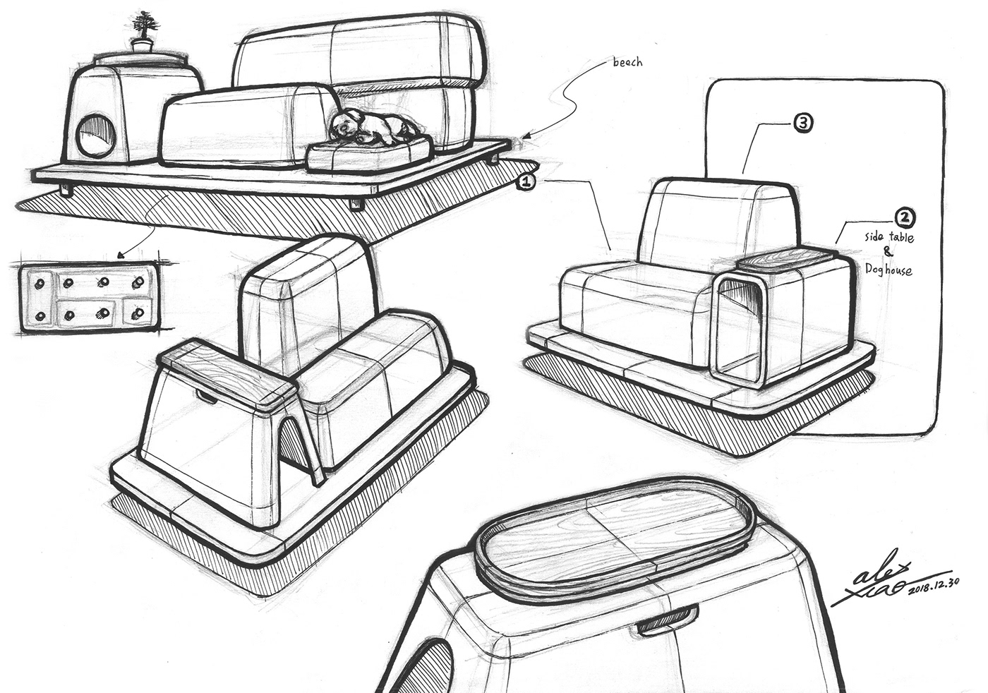 The dog & family，Multifunctional furniture，Modular design，