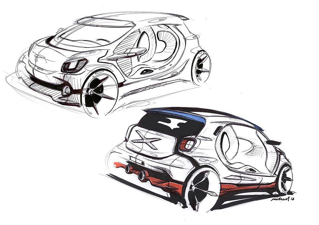 Smart Forjoy，Concept car，Hand drawing，full set，