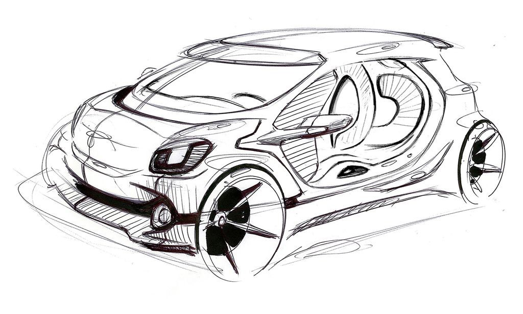 Smart Forjoy，Concept car，Hand drawing，full set，