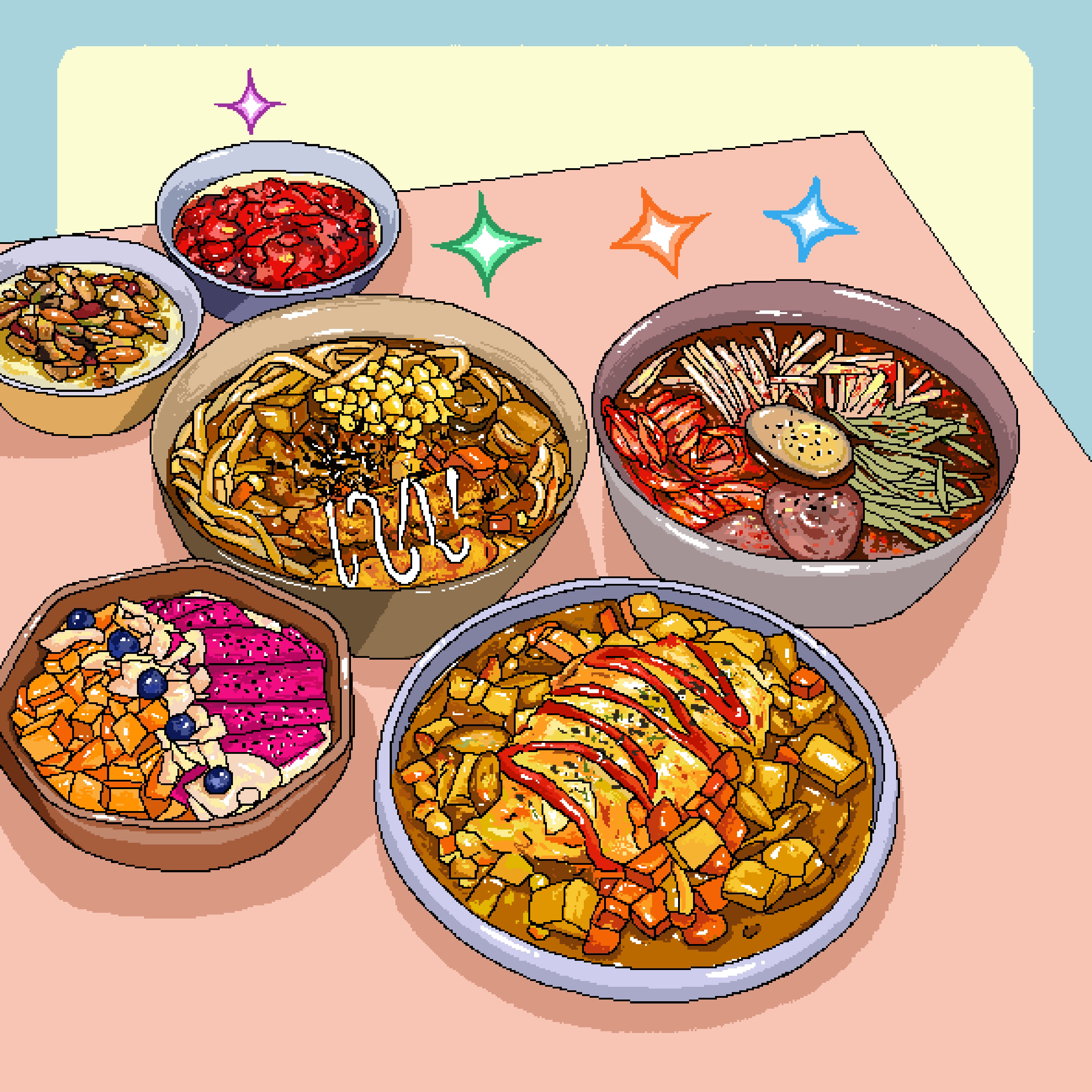 Pixel wind，delicious food，