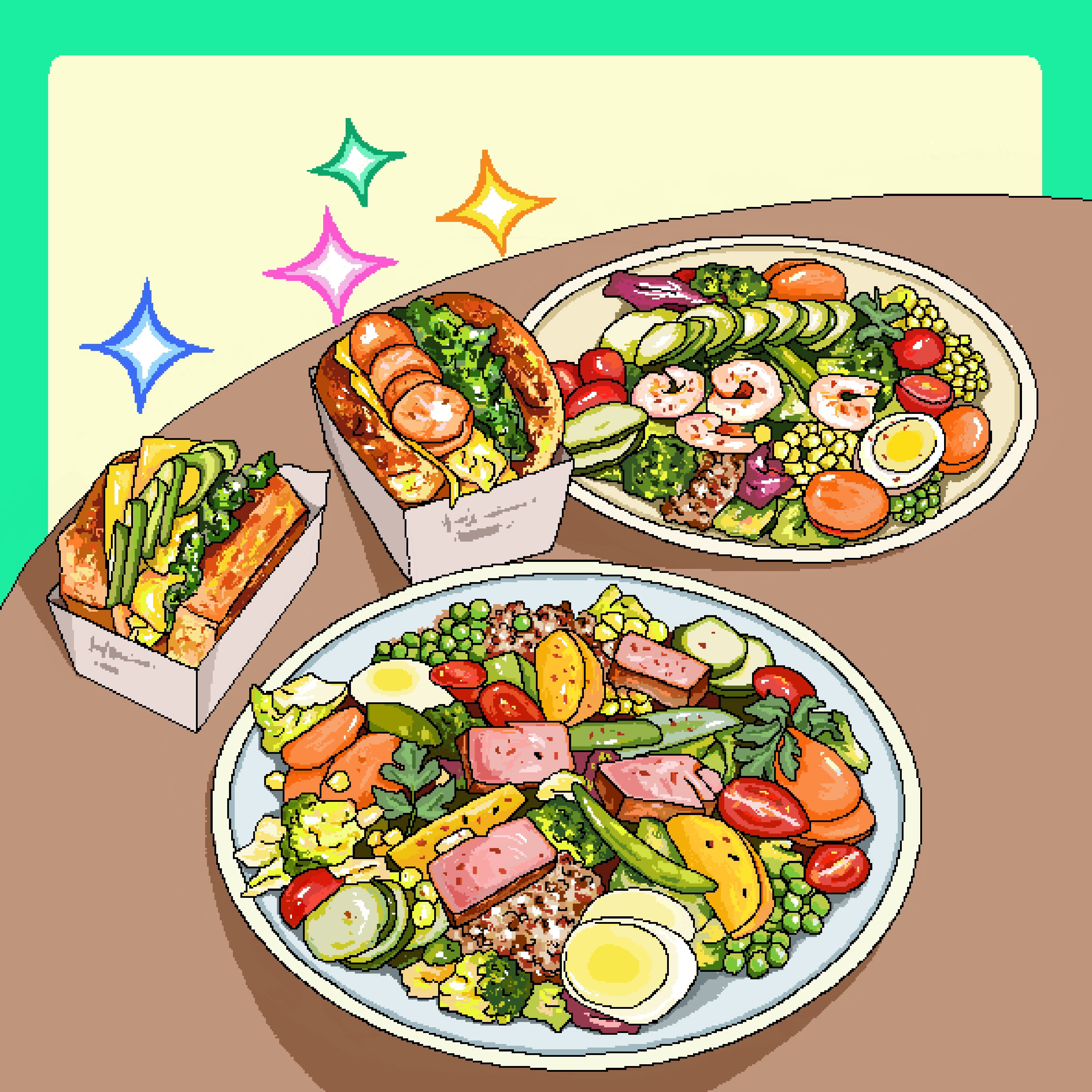 Pixel wind，delicious food，