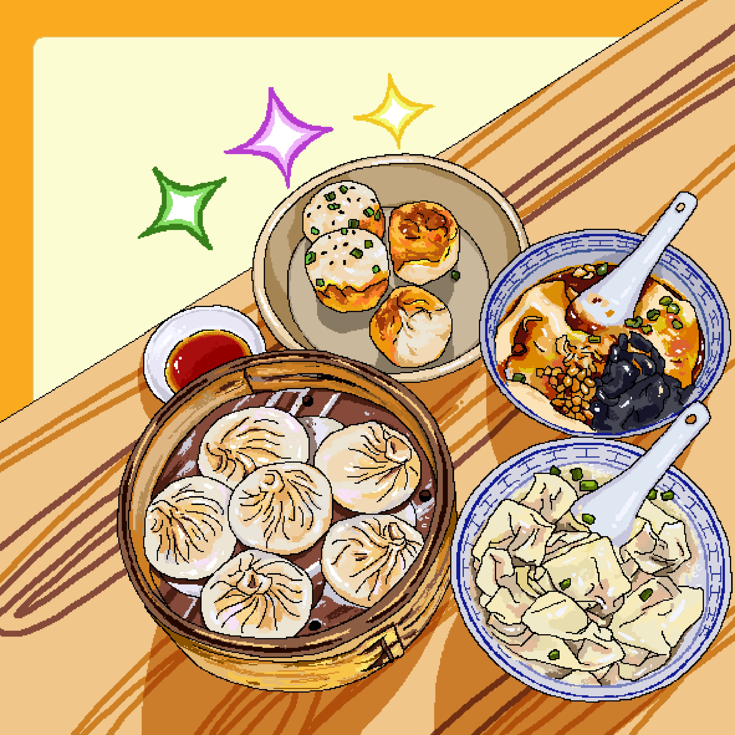 Pixel wind，delicious food，