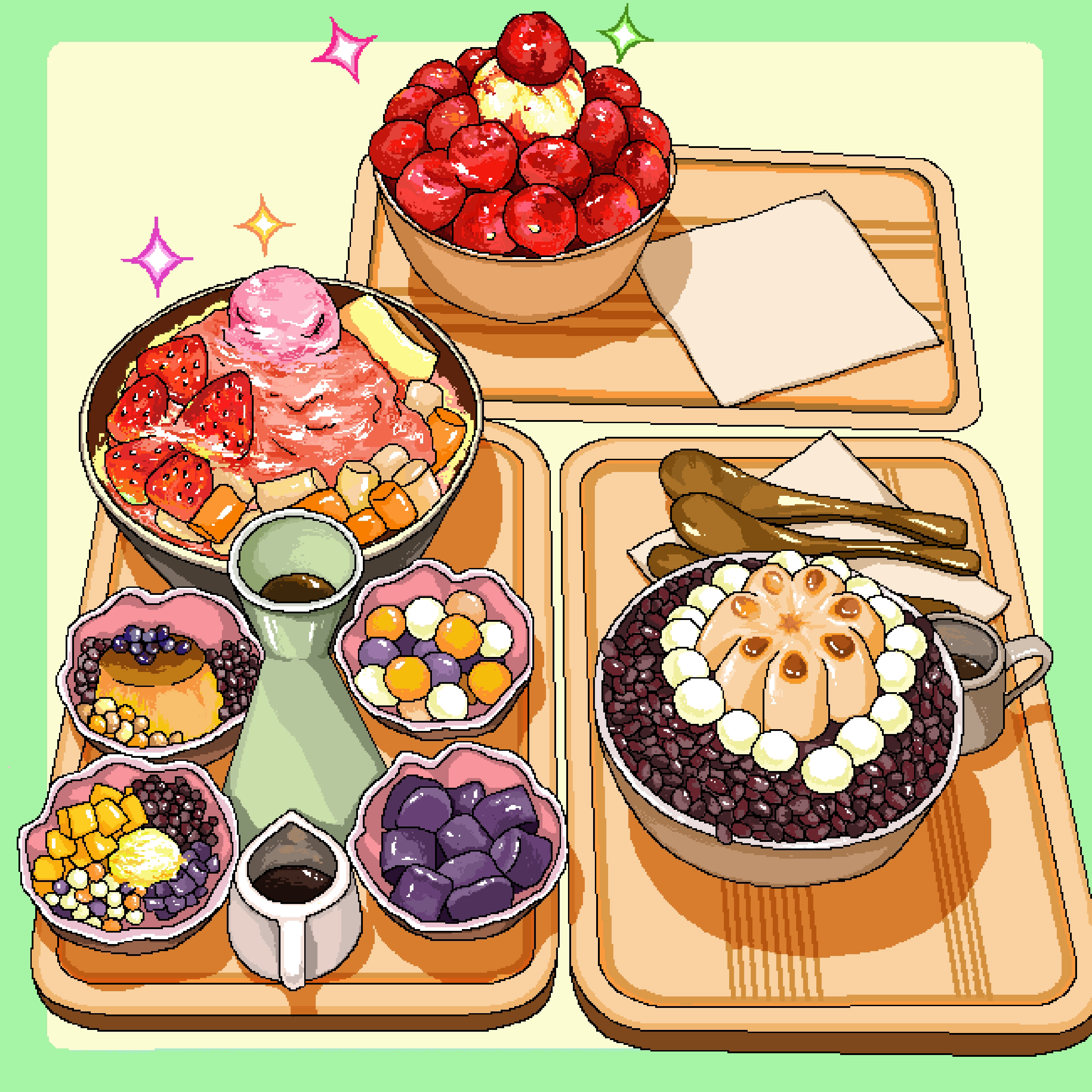 Pixel wind，delicious food，