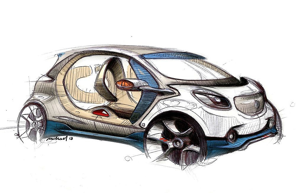 Smart Forjoy，Concept car，Hand drawing，full set，