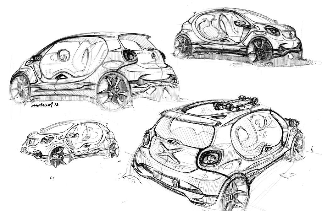 Smart Forjoy，Concept car，Hand drawing，full set，