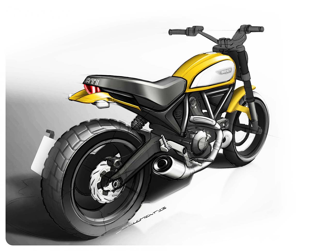 Ducati，Scramble，motorcycle，Hand drawn，