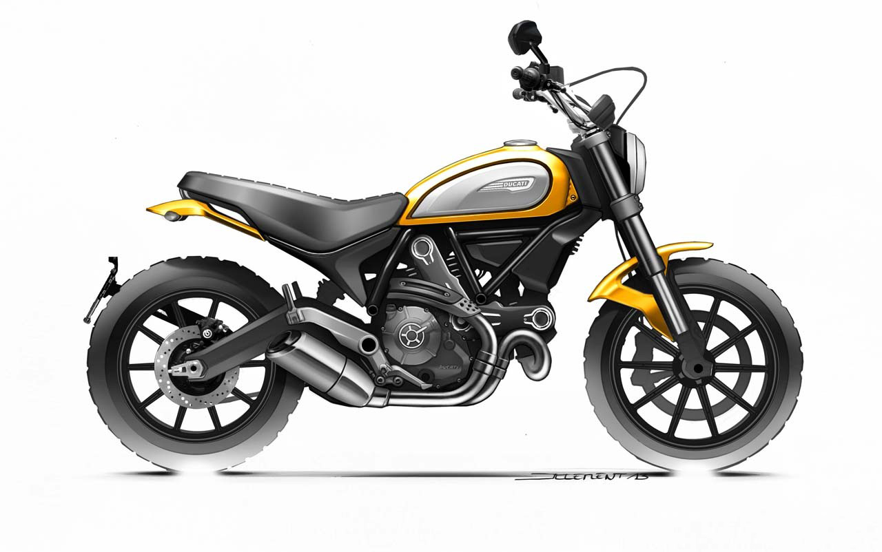 Ducati，Scramble，motorcycle，Hand drawn，