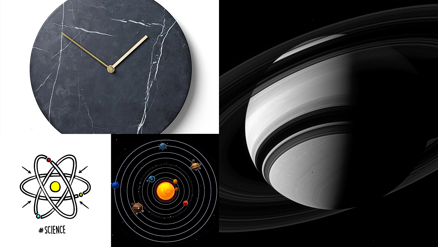 Wall clock，atom，universe，track，solar system，